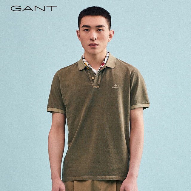 今日必买：GANT 秋冬撞色翻领珠地布商务休闲美式短袖男polo衫 333咖色 S
