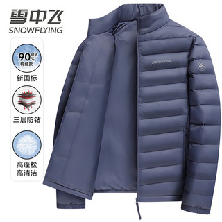 雪中飞90绒轻薄羽绒服男女同款立领时尚休闲秋冬保暖外套男 雾霾蓝【90绒】三层锁绒 3XL