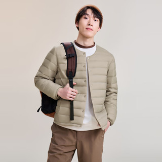 雪中飞经典秋冬时尚保暖羽绒服短款圆领简约内搭羽绒内胆男士内穿 浅亚麻|7110 2XL /185/104A