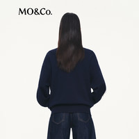 MO&Co.毛衣外套2025秋醋酸绵羊毛复古运动风双开拉链MBE3CAR011 深宝蓝色 S /160
