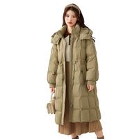 雪中飞中长款羽绒服女士2025新款过膝收腰显瘦百搭加厚连帽保暖冬季外套 (115斤以内)