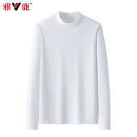 雅鹿半高领加绒毛衣女打底衫2025秋冬内搭厚保暖针织衫女士上衣 白色 L 【105-120斤】