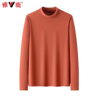 雅鹿半高领加绒毛衣女打底衫2025秋冬内搭厚保暖针织衫女士上衣 砖红 XL 【120-140斤】