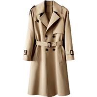 罗蒙（ROMON）欧货长款风衣过膝2024年新款帅气休闲宽松加长春秋战壕外套男1256 浅卡其 S/宽松，135斤以下穿