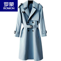罗蒙(ROMON)欧货长款风衣过膝2024年帅气休闲宽松加长春秋战壕外套男1256 黑色 M/宽松,160斤以下穿