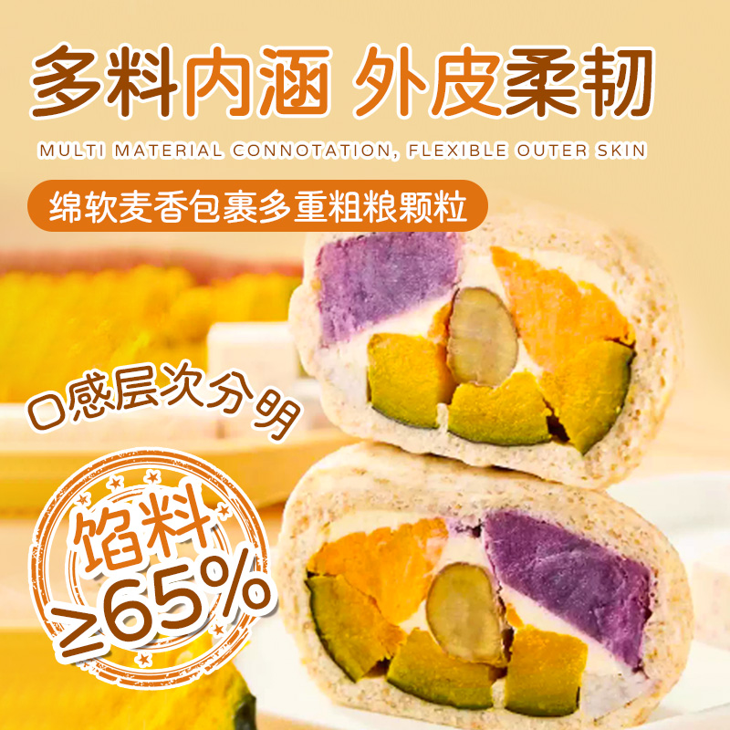 五谷丰登大馒头早餐半成品代餐主食营养素食粗粮杂粮馒头