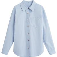 茵曼（INMAN）茵曼纯棉简约通勤磨毛衬衫2025秋女装落肩长袖衬衣 浅水蓝 S