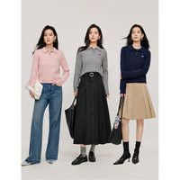 茵曼（INMAN）【真5折】 毛衣女POLO领2025秋冬套头针织衫女装通勤长袖毛衣 宝蓝色 M