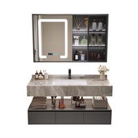 移动端、京东百亿补贴：欧帝奴 智能轻奢浴室柜洗手洗脸盆柜组合岩板陶瓷无缝一体盆卫生间洗漱台 智能玻璃镜柜带配件80cm