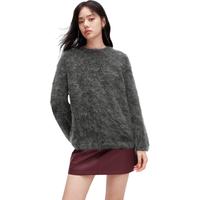 太平鸟女装针织衫慵懒感长毛针织毛衫女冬毛衣内搭 深灰色 S