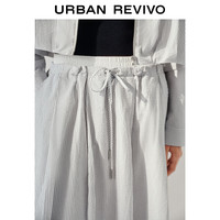UR2025秋季女休闲拼接条纹系带棉质超宽松半裙UWH550060 冷灰条纹 L (XL-XXL)