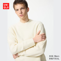 优衣库 男女装souffle yarn舒芙蕾圆领针织衫毛衣毛衫25479235 01 乳白色 L /175/100A