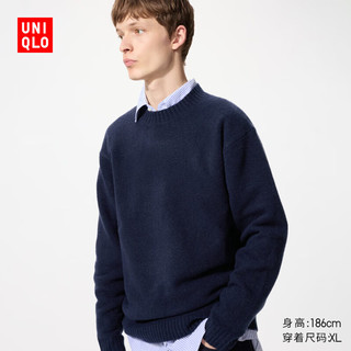 优衣库男女装souffle yarn舒芙蕾圆领针织衫毛衣毛衫25479235 69 藏青色 M /170/92A