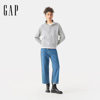 Gap女装2025春季logo半拉链立领卫衣简约百搭休闲上衣761444 浅灰色 XL (175/92A)亚洲尺码