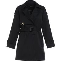 betu百图女装韩版气质外套秋冬季小个子小众款风衣外套女 黑色 L