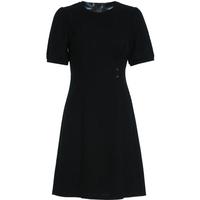 百图betu女装夏季新款连衣裙自然瘦腰泡泡袖短袖连衣裙女2304T90
