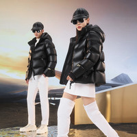 高梵 黑金鹅绒服先锋4.0五格男女同款短款冬季时尚羽绒服外套 黑色 3XL