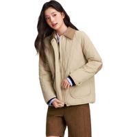 森马（Semir）棉服女冬季中长款轻薄宽松拼接灯芯绒翻领插肩袖棉衣101724112007