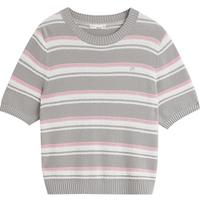 茵曼【服饰5折】撞色条纹针织衫2025夏季女装新款短袖显瘦套头上衣 条