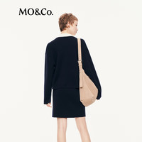 MO&Co.连衣裙2025秋两件套POLO领含羊毛松紧腰A字裙MBE3DRST06 深宝蓝色 XS /155