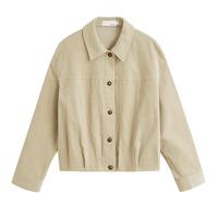 茵曼复古灯芯绒巴恩风花苞外套2025秋女装百搭上衣 梨花杏 XL