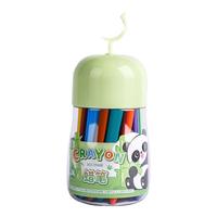 真彩蜡笔不脏手油画棒儿童幼儿园小不沾手画笔可水洗彩色腊笔宝宝36色24水彩笔涂色画画 绿色小熊猫-24色