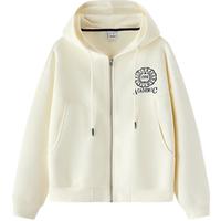 森马[]外套女连帽刺绣学院风2025春宽松落肩质感夹克 奶白10534 S 155/80A