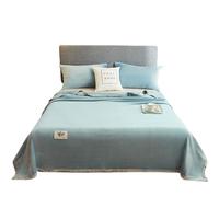 艾薇 双面牛奶绒毛毯办公室午睡毯子毛巾被单人空调毯150*200cm 深蓝