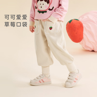JELLYBABY宝宝裤子秋冬加绒款儿童灯芯绒休闲裤小女孩束脚保暖长裤秋季女童 咖啡 120CM