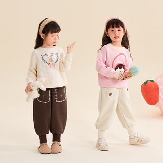 JELLYBABY宝宝裤子秋冬加绒款儿童灯芯绒休闲裤小女孩束脚保暖长裤秋季女童 咖啡 120CM