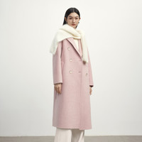 伊芙丽蒋欣代言【镇店】驼绒桑蚕丝高级双面毛呢外套羊毛大衣女冬季 灰粉 L 135-145斤