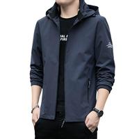 啄木鸟 夹克男春秋季连帽外套男士商务休闲宽松户外冲锋衣男装 黑色 L