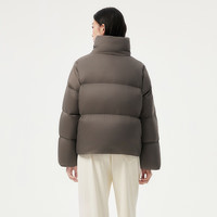 坦博尔美拉德百搭鹅绒短款立领羽绒服女保暖加厚外套TW236362 大象棕 S