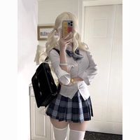 小众基础款收腰修身白衬衣学院风夏季穿搭百褶裙小田凌JK制服套装