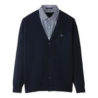 HLA海澜之家针织衫男假两件撞色刺绣保暖毛衣男春秋 3XL 190/104A 181~196斤