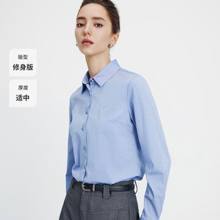 Navigare意大利小帆船女士长袖衬衫全棉纯色休闲衬衣2333003501 蓝 XL  冰水蓝