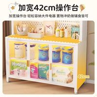 卡诗曼婴儿喂养台置物架宝宝用品收纳柜家用带轮落地防尘奶粉储物餐边柜 加厚白-五层【45cm】对开门