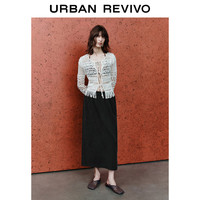 UR2025夏季女装简约休闲百搭松紧腰宽松半裙UWM550017 正黑 S