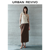 UR2025夏季女装简约休闲百搭松紧腰宽松半裙UWM550017 深红棕 S
