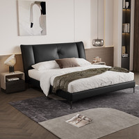 顾家家居（KUKA）现代简约头层牛皮软床卧室双人床羽毛填充卷装排骨架B020PQ1 【菊蕊白】高脚款1.5*2.0