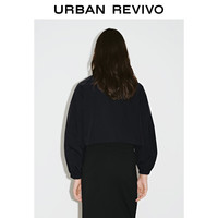 UR2025秋季女装琥珀流光风撞色条纹超宽松外套UYY150074 墨蓝 S(XS-S)