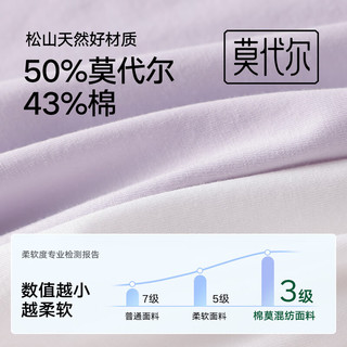 松山棉店萌宠条纹短袖短裤套装睡衣夏棉莫家居服宽松女士-紫色L