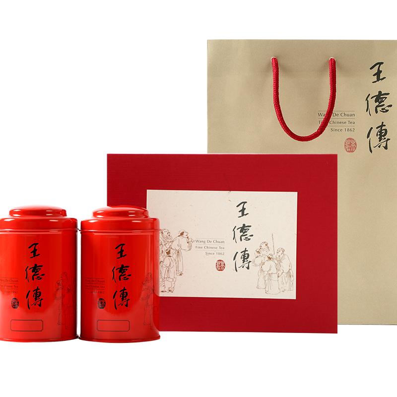 王德傳茶莊台湾制式礼盒 高山乌龙茶冻顶阿里山金萱礼盒2罐装 王德传茶庄 冻顶乌龙红罐