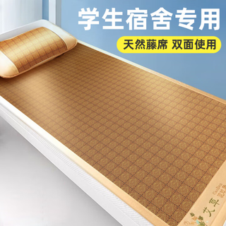 艾薇 艾草凉席藤席夏季 宿舍单人席子 两件套 LV方格 1.2米【可折叠】 加密藤席-方格【送枕套】