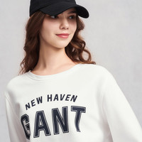 GANT/甘特简约舒适女士上衣简约白色抓绒字母印花套头长袖卫衣 113米白色 XL