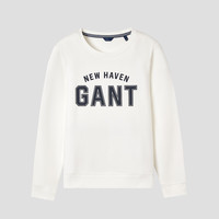 GANT/甘特简约舒适女士上衣简约白色抓绒字母印花套头长袖卫衣 113米白色 M