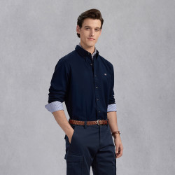 GANT 男士经典牛津纺衬衣纯色通勤休闲长袖衬衫 455天蓝色 L