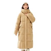 雪中飞长款羽绒服女连帽冬季新款长过膝时尚休闲外套 M (160) 浅灰色