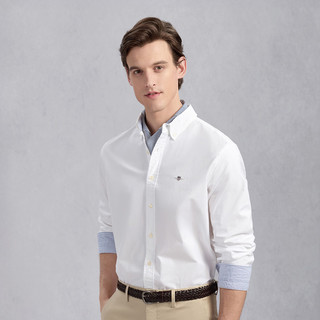 GANT/甘特【亚洲版型】男士经典牛津纺衬衣纯色通勤休闲长袖衬衫 455天蓝色 L