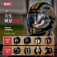 BEASLEY HELMETS比斯力复古头盔全盔摩托车头盔503男女巡航机车玻璃钢头盔夏季 503-黑金赛道 XL码 59~60